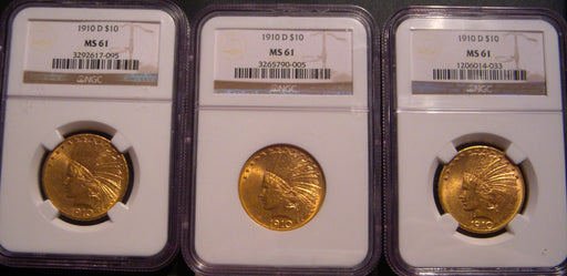 1910-D $10 Gold Piece - NGC MS 61