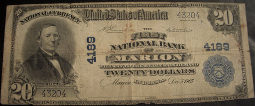 1902PB $20 National Bank Note - First National Marion, IN Bank# 4189