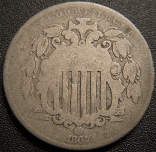 1867 Shield Nickel - No Rays Good