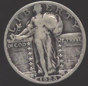1928-S Standing Quarter - Good/VG