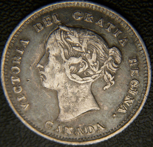 1886 Canadian Silver Five Cent - Small 6 VF