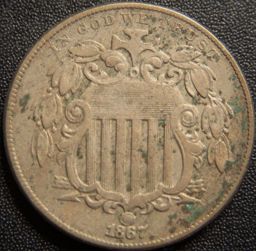 1867 Shield Nickel - No Rays Very Good