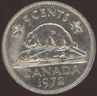 1972 Canadian Five Cent - VF to AU