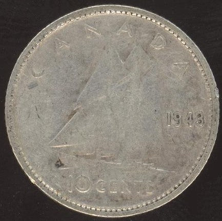 1943 Canadian Ten Cent -  VG/Fine +