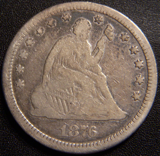 1876-CC Seated Quarter - Very Good