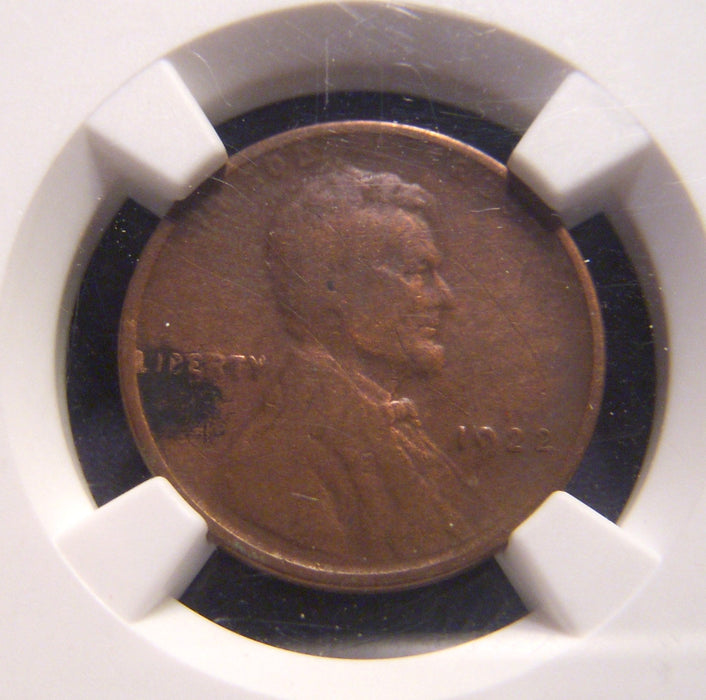 1922 Lincoln Cent - No D Strong Reverse NGC Fine Details Cleaned
