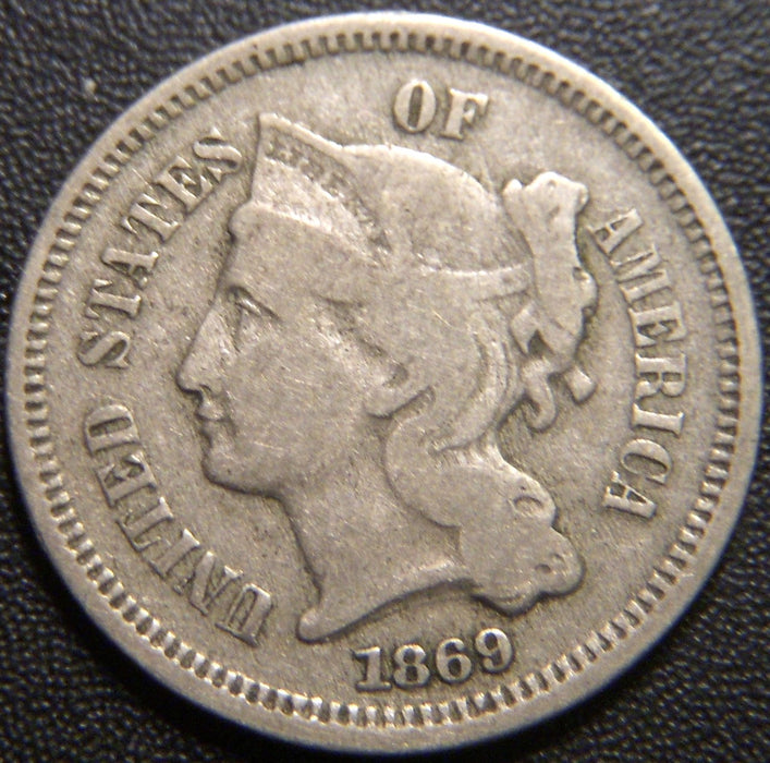 1869 Three Cent - Very Good