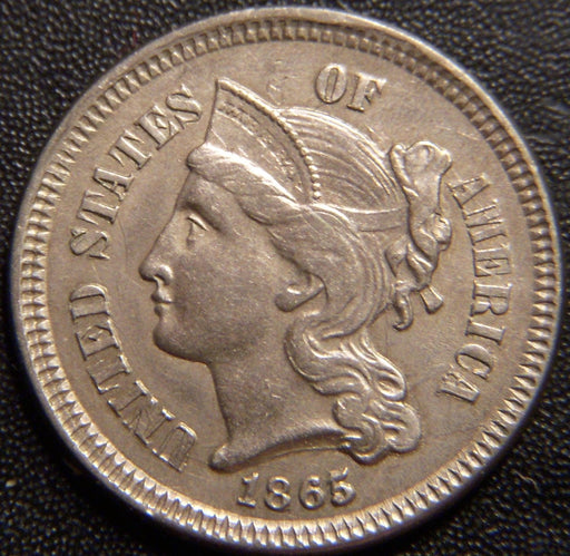 1865 Three Cent - Extra Fine