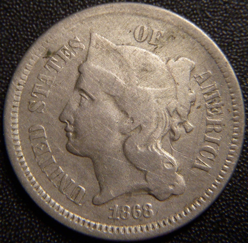 1868 Three Cent - Very Good