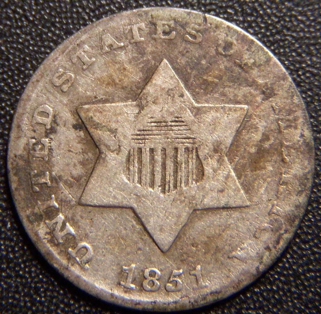 1851 Silver Three Cent - Very Good