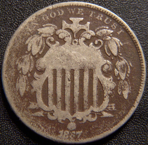 1867 Shield Nickel - With Rays Very Good