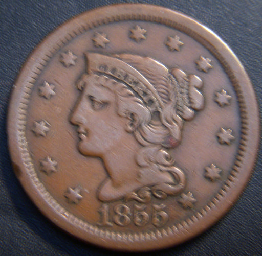 1855 Large Cent - Upright 5 Fine
