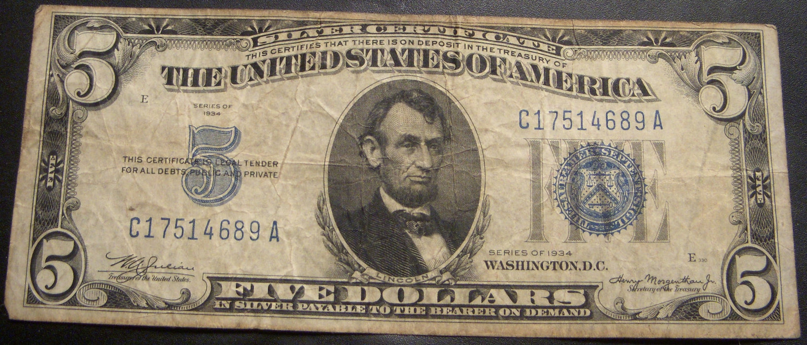 1934 $5 Silver Certificate - FR# 1650