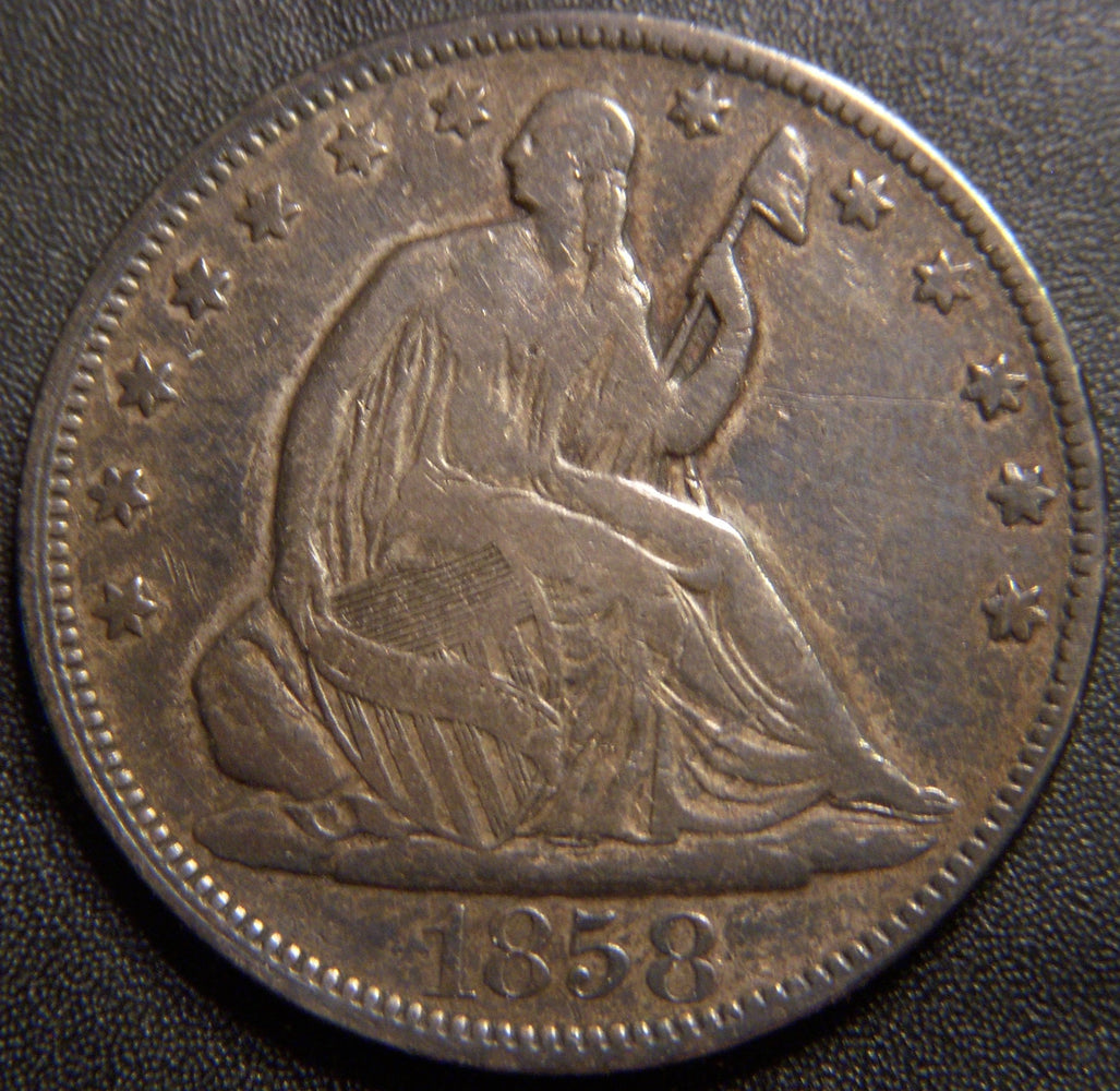 1858 Seated Half Dollar - Very Good