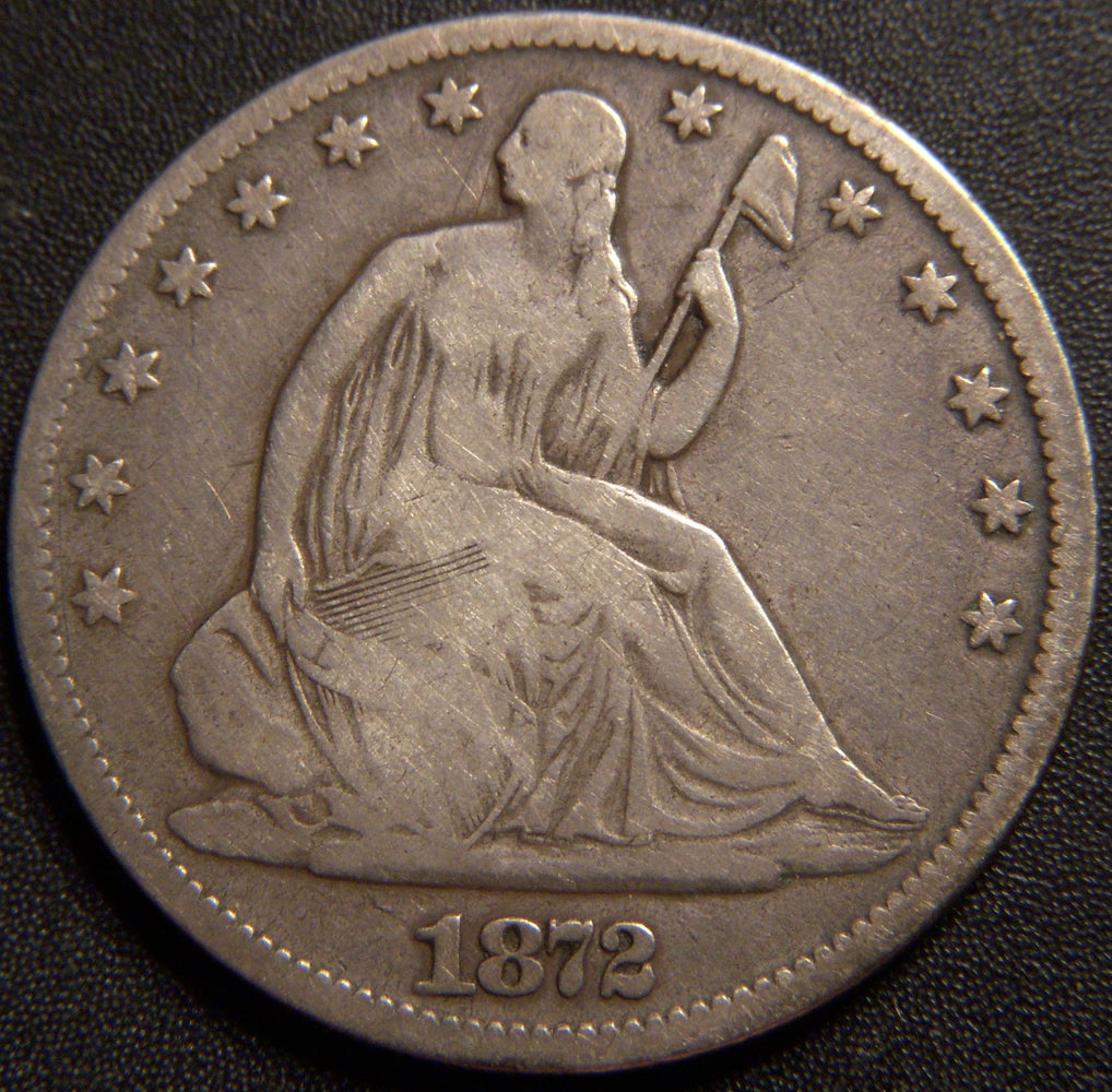 1872-CC Seated Half Dollar - Very Good