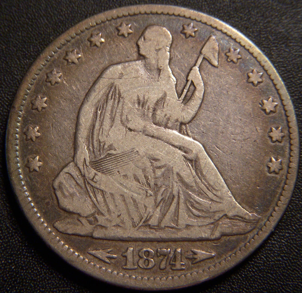 1874 Seated Half Dollar - Very Good