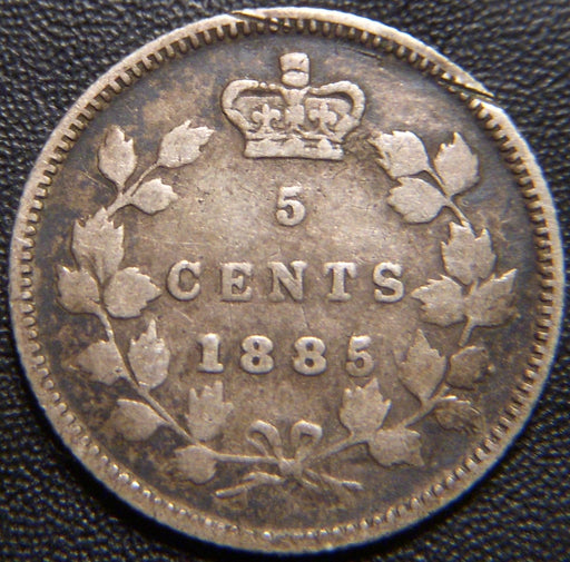 1885 Canadian Silver Five Cent - Small 5 Fine