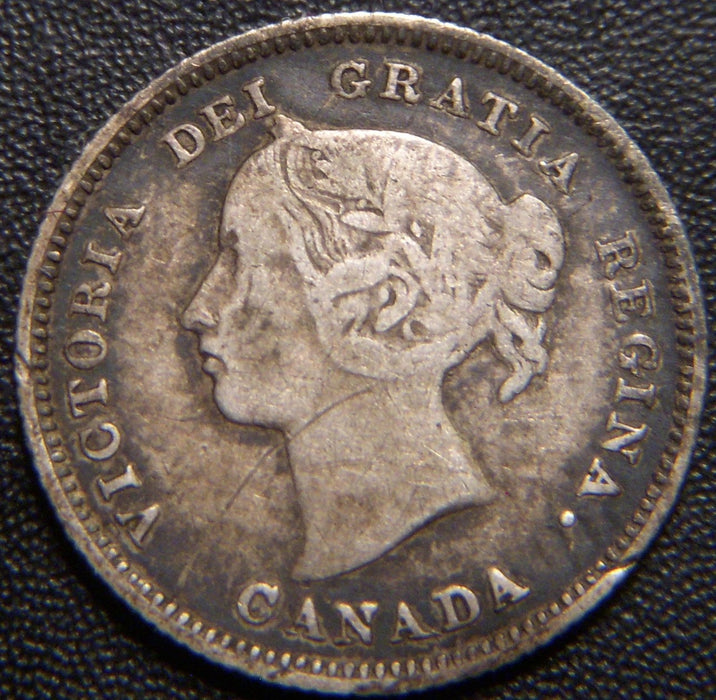 1885 Canadian Silver Five Cent - Small 5 Fine