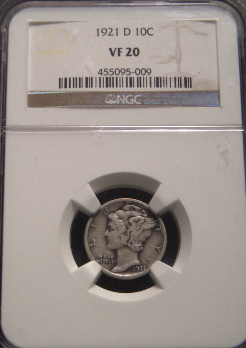1921-D Mercury Dime - NGC VF 20