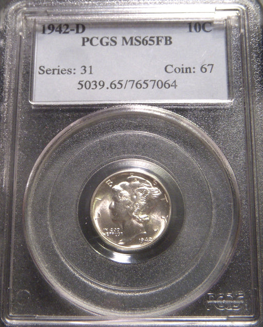 1942-D Mercury Dime - PCGS MS65FB