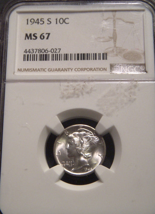 1945-S Mercury Dime - NGC MS67