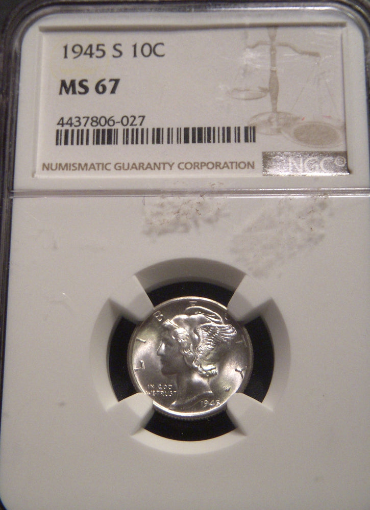 1945-S Mercury Dime - NGC MS67