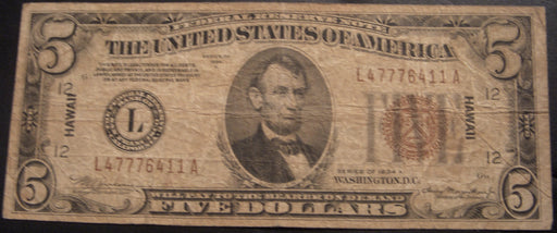 1934A $5 Silver Certificate - HAWAII FR# 2301
