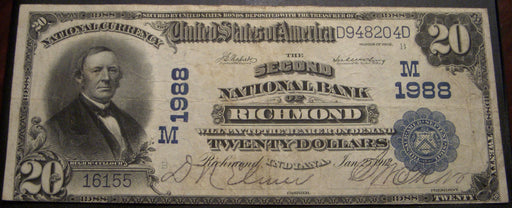 1902PB $20 National Bank Note - Richmond, IN Bank# 1988