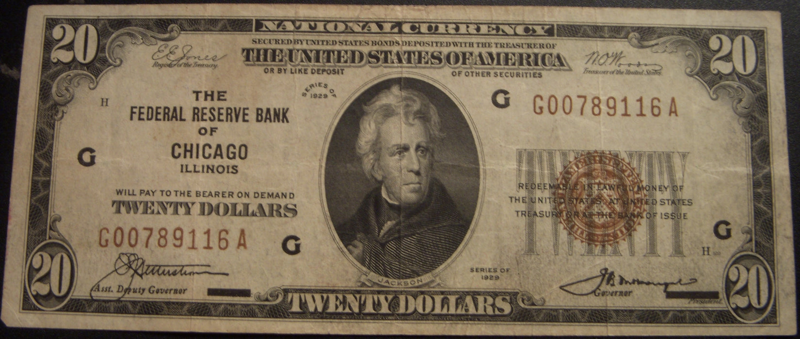 1929 (G) $20 Federal Reserve Note - FR# 1870G