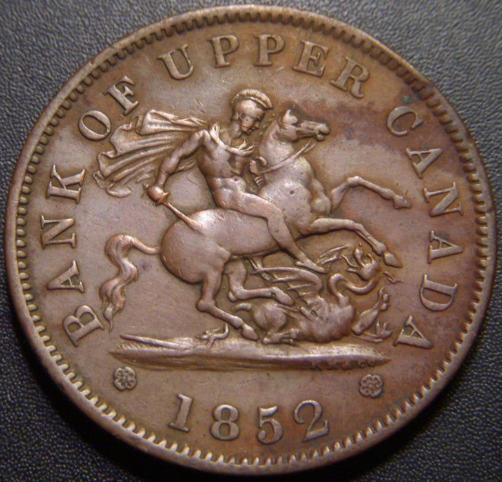 1852 One Penny - Bank of Upper Canada Token