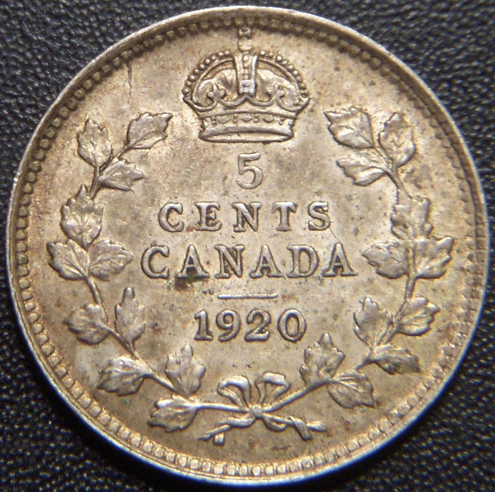 1920 Canadian Silver Five Cent - Extra Fine