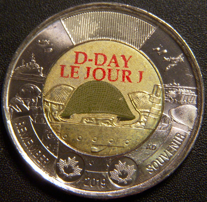 2019 Canadian $2 Dollar - D-Day Colorized Unc.