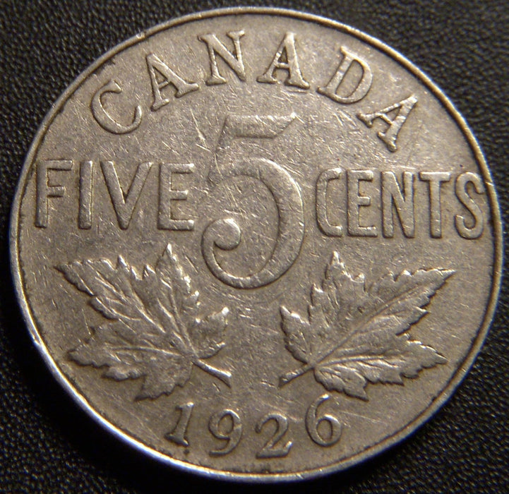 1926 Canadian Nickel - Near 6 Very Good