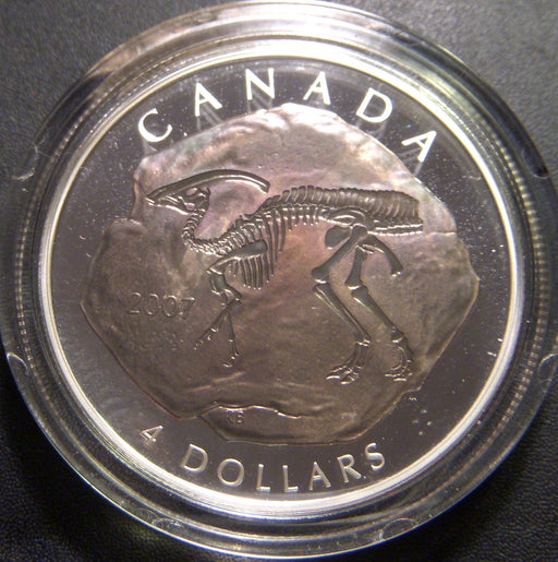 2007 $4 Parasaurolophus Dinosaur Silver Canada