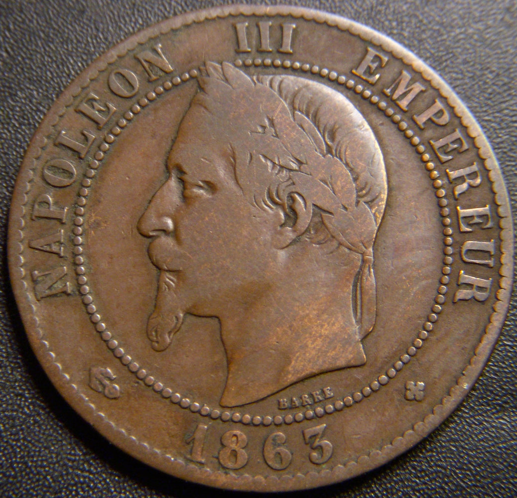 1863 BB 10 Centimes - France