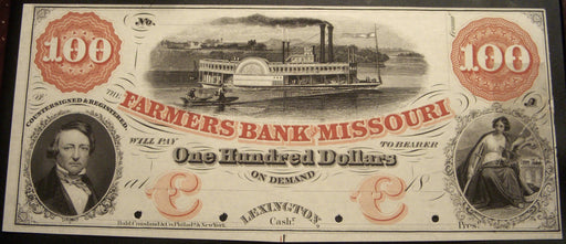 $100 The Farmers Bank of Missouri Lexington, MO Note
