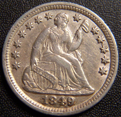 1849/6 Seated Half Dime - AU