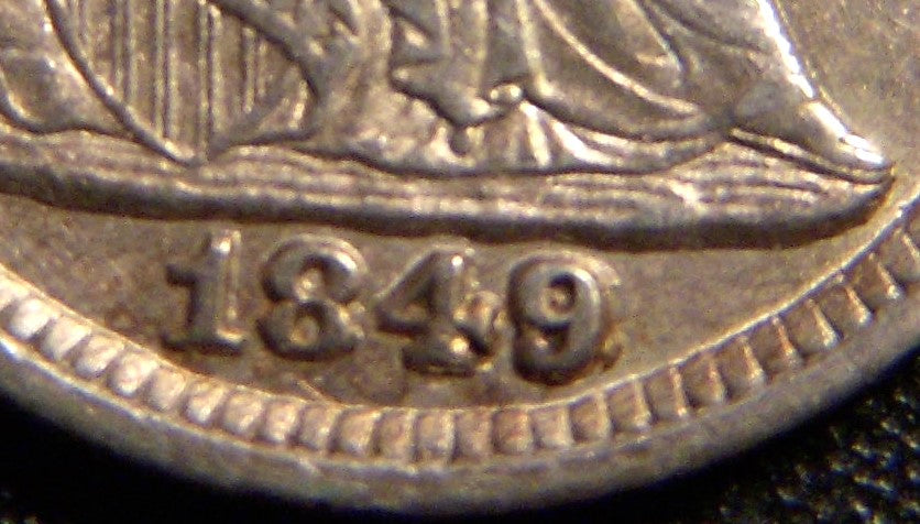 1849/6 Seated Half Dime - AU