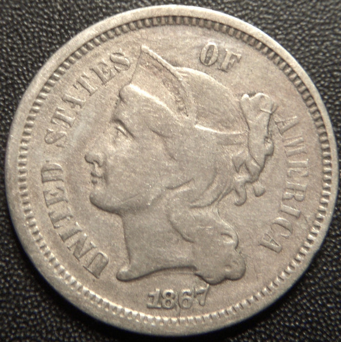 1867 Three Cent - Very Good