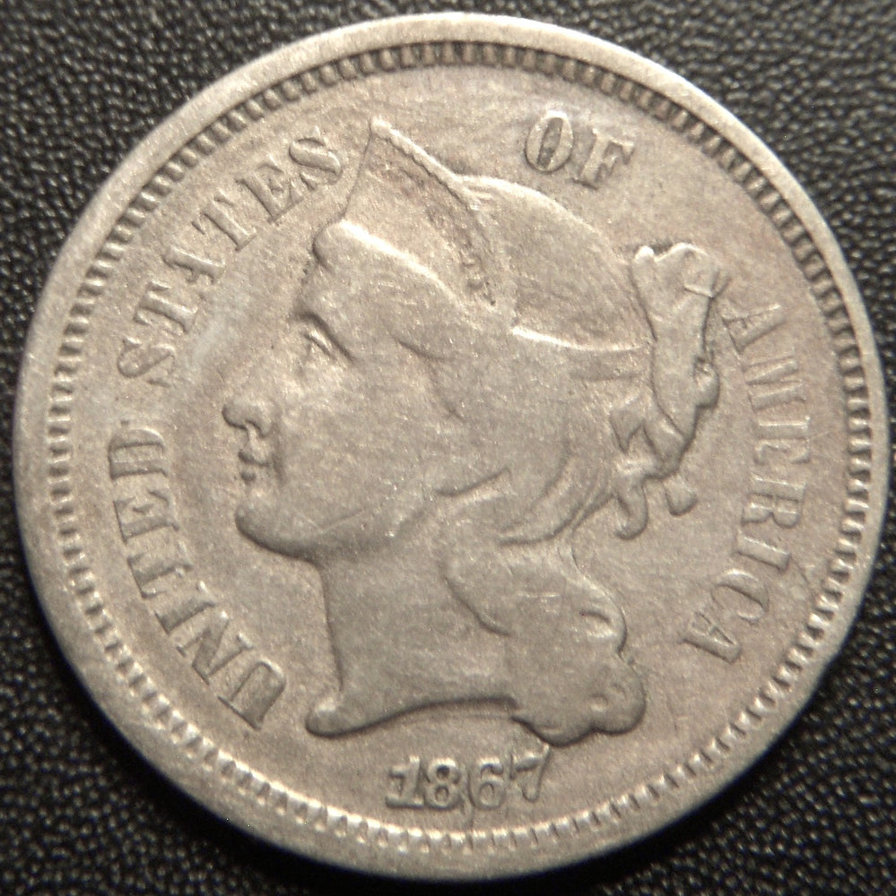 1867 Three Cent - Very Good