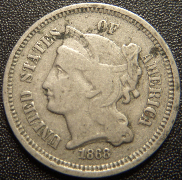 1868 Three Cent - Very Good