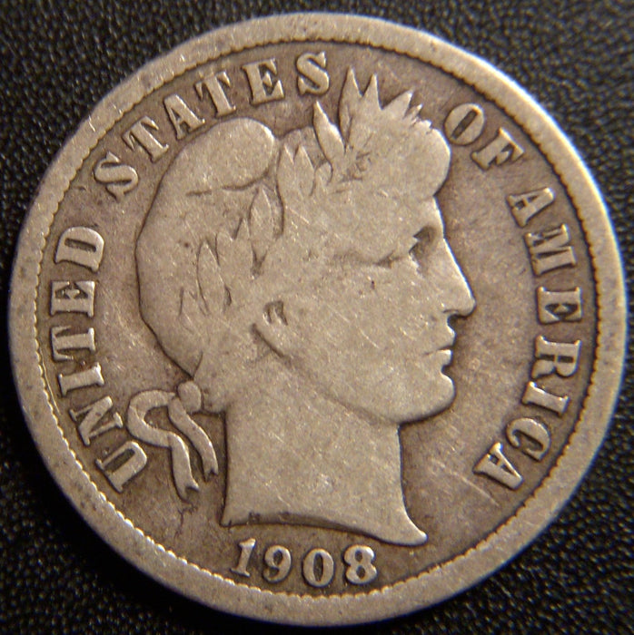 1908-D Barber Dime - Very Good