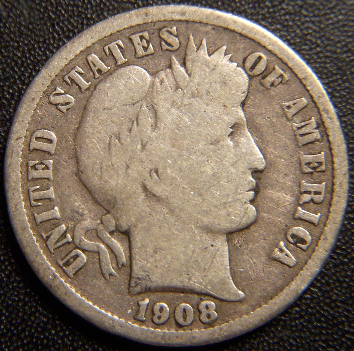 1908-D Barber Dime - Good