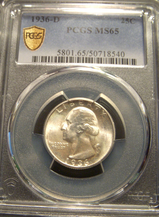 1936-D Washington Quarter - PCGS MS65