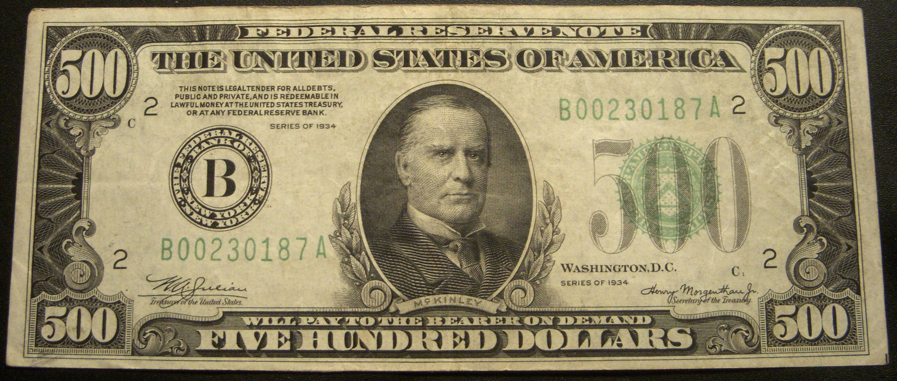 1934 (B) $500 Federal Reserve Note - FR# 2201