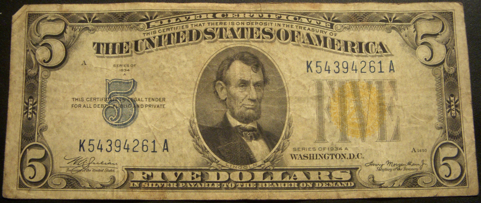 1934A North Africa $5 Silver Certificate - FR# 2307