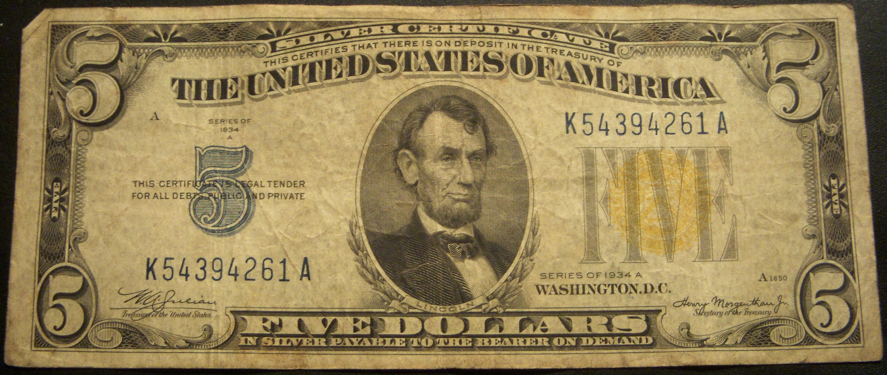 1934A North Africa $5 Silver Certificate - FR# 2307