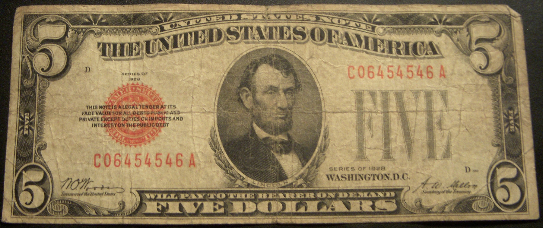 1928 $5 United States Note - FR# 1525
