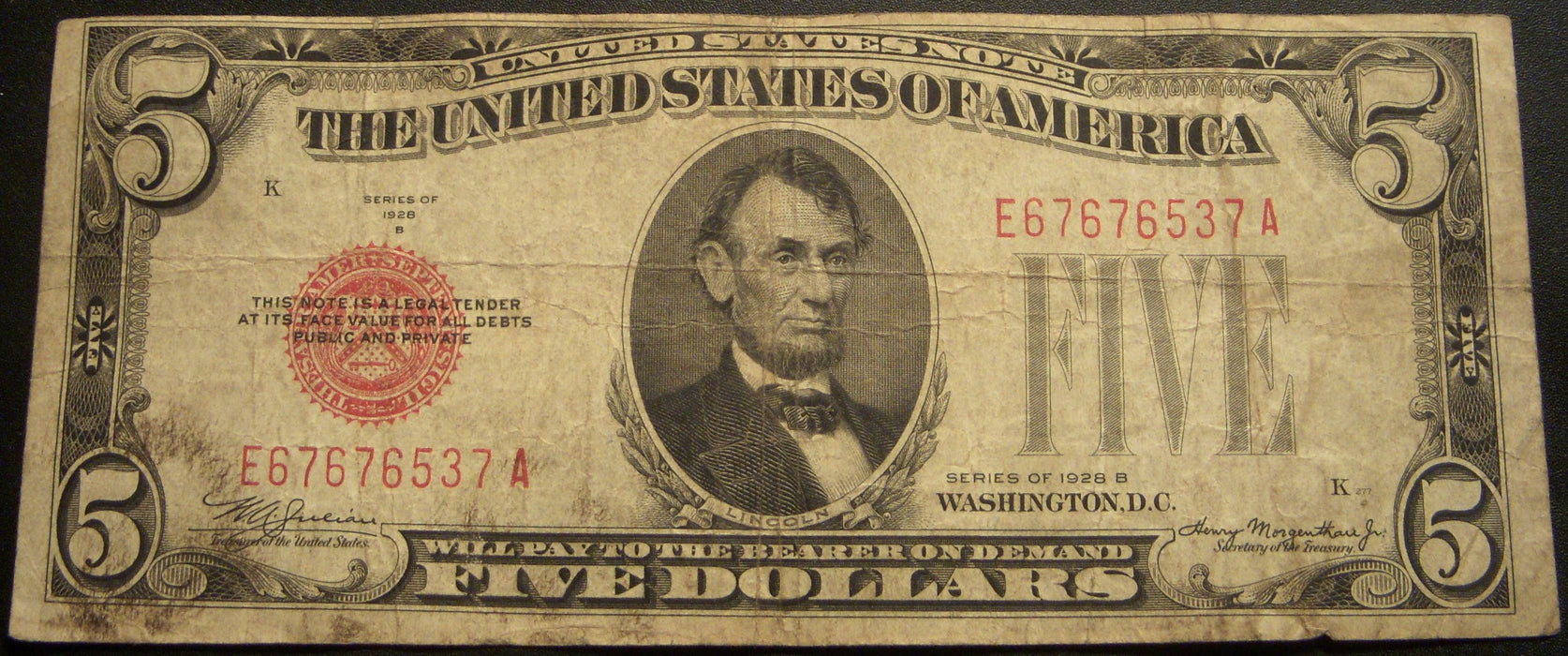 1928B $5 United States Note - FR# 1527