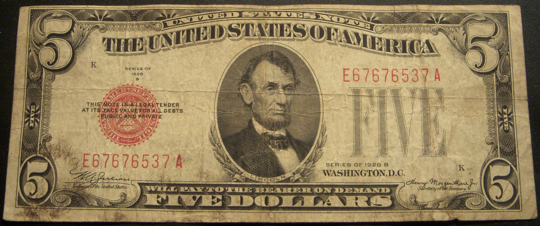 1928B $5 United States Note - FR# 1527